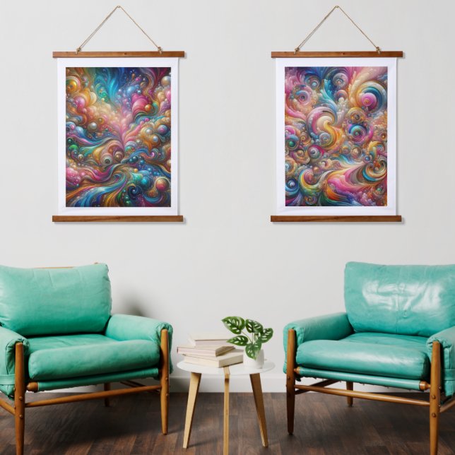 Symphonie der Opulenz ein Abstraktes Meisterwerk Wandteppich Mit Holzrahmen (Wohnzimmer)