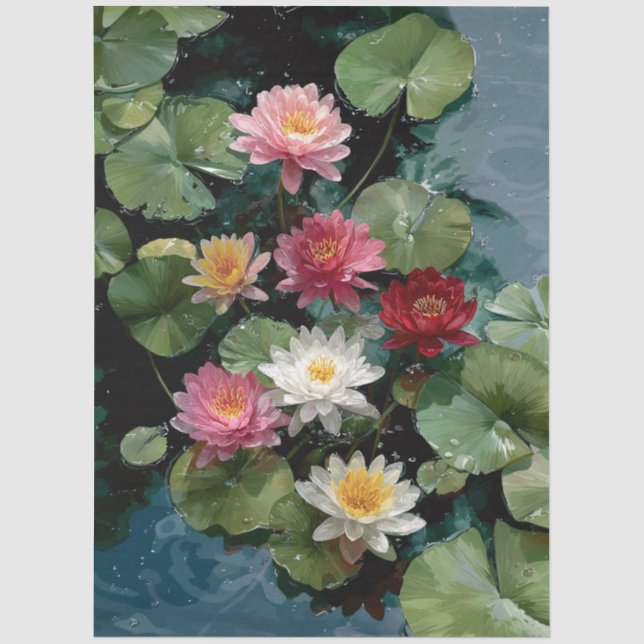 Symphonie der Wasserlilien Decoupage Seidenpapier (Vorderseite)
