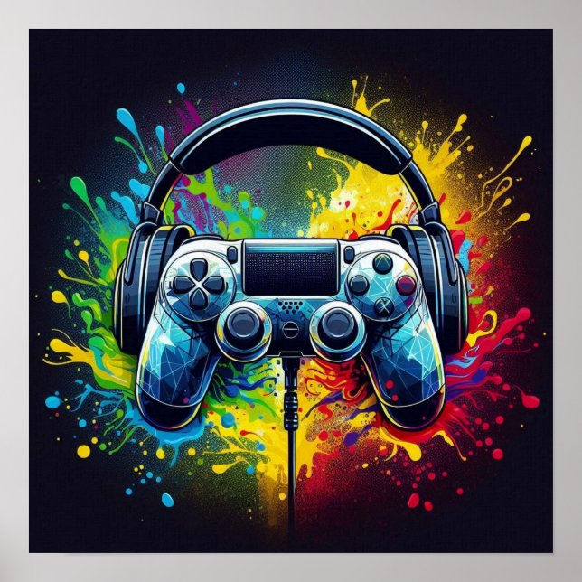 Symphony of Pixels & Sound: Vibrant Gaming Art Poster (Vorne)