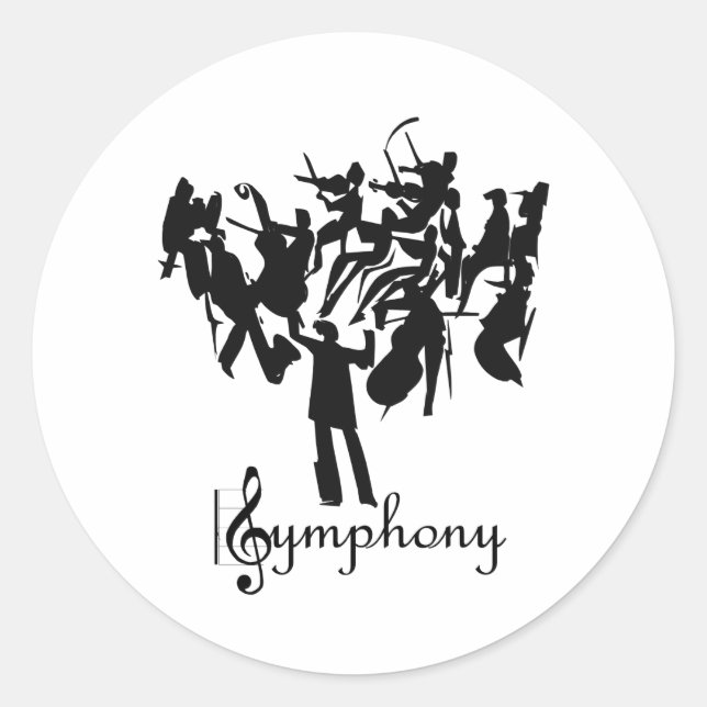 SYMPHONY-Orchester in einem stilisierten Design Runder Aufkleber (Vorderseite)