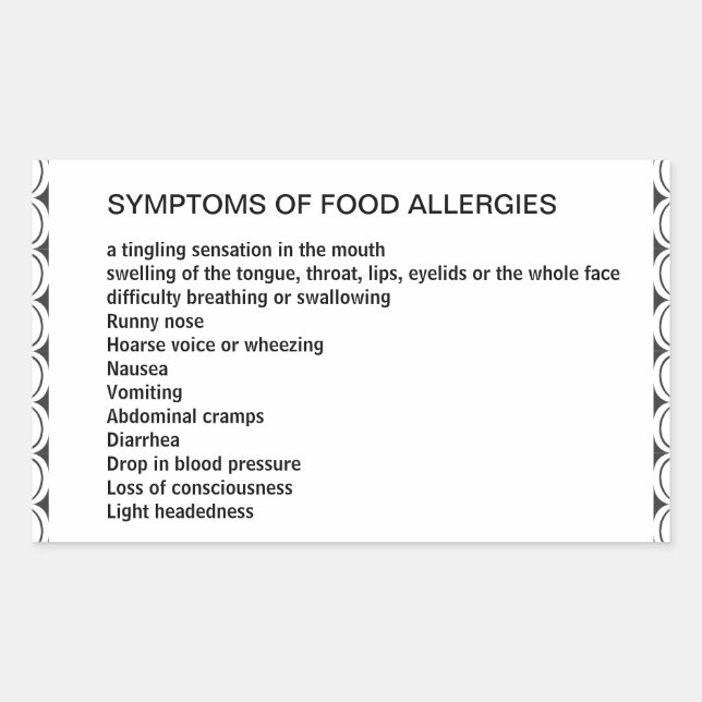 Symptome der Lebensmittelallergie Rechteckiger Aufkleber (Vorderseite)
