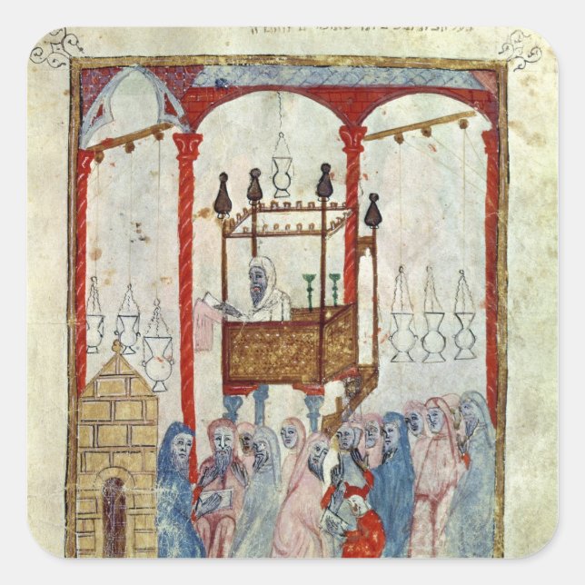 Synagoge, c.1350, Nordspanien Quadratischer Aufkleber (Vorderseite)