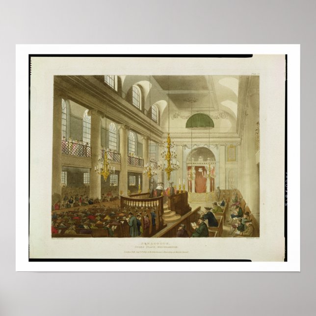 Synagoge, Dukes Place, Houndsditch, aus Ackerman Poster (Vorne)