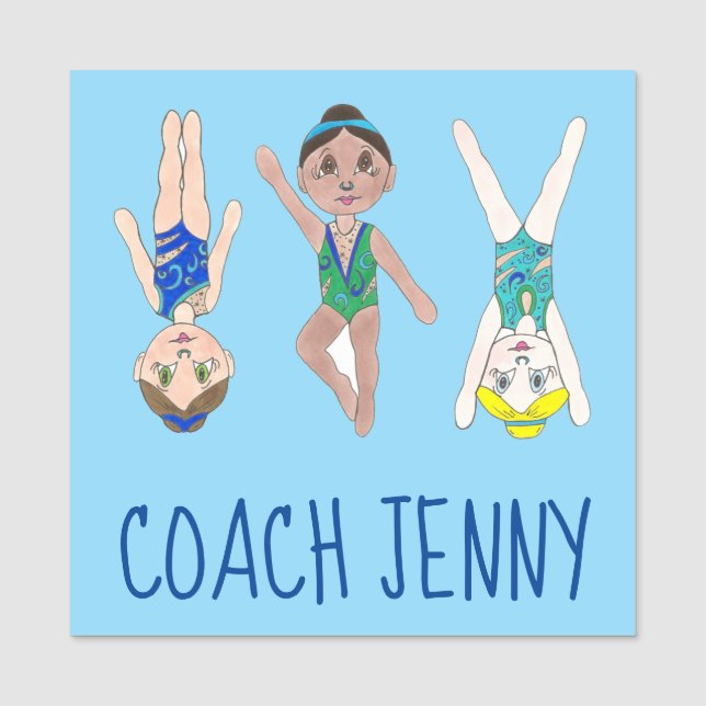 Synchronized Swimmer Swim Team Lehrer Namensschild (Vorderseite)