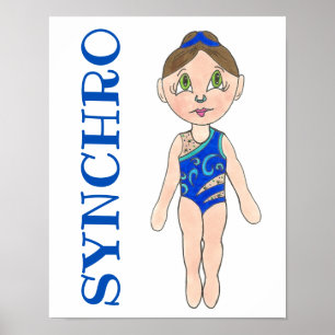 Synchronschwimmen Blue Synchro Schwimmer Girl Poster
