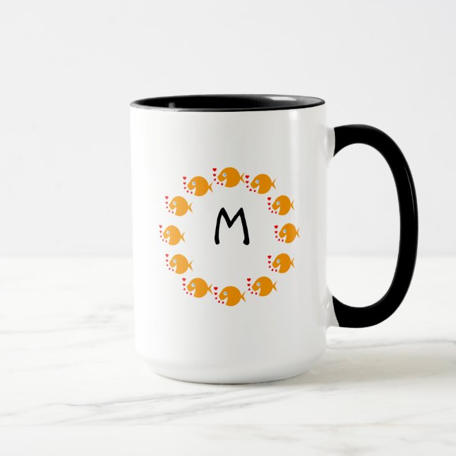 Synchronschwimmen Goldfish Niedlich Mit Monogramm Tasse (Rechts)