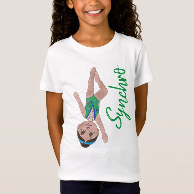Synchronschwimmen Grüne Synchro Schwimmerin Mädche T-Shirt (Vorderseite)