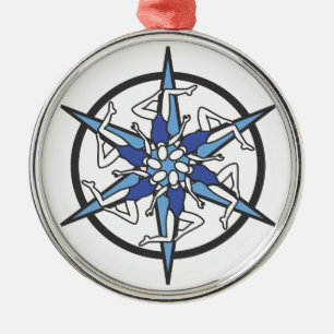 Synchronschwimmen-Kreis-Logo im Blau Silbernes Ornament