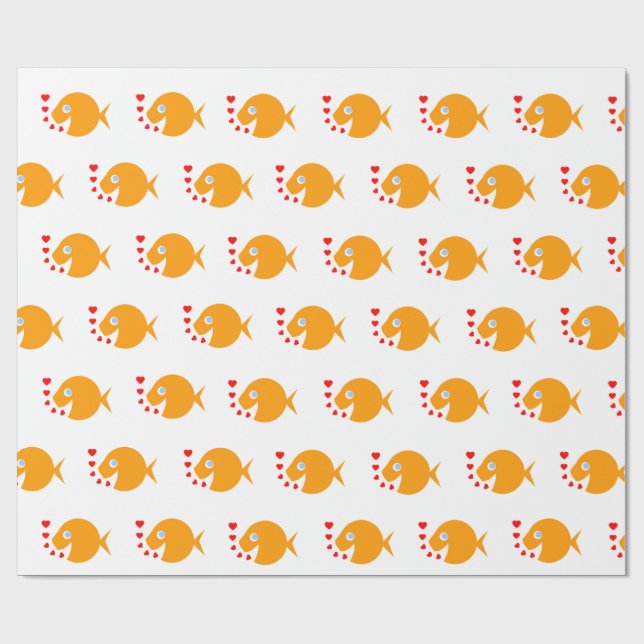 Synchronschwimmen Niedlicher Cartoon Goldfish Geschenkpapier (Flach)