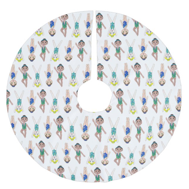 Synchronschwimmende Girls Swim Team Synchro Polyester Weihnachtsbaumdecke (Vorderseite)