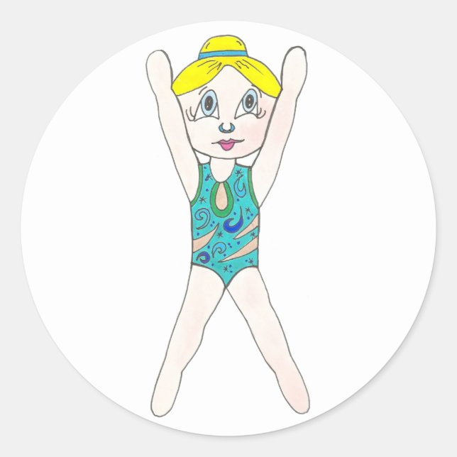 Synchronschwimmer Girl Synchro Schwimmsport Runder Aufkleber (Vorderseite)