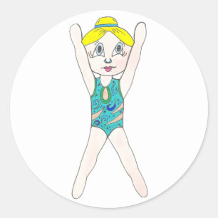 Synchronschwimmer Girl Synchro Schwimmsport Runder Aufkleber