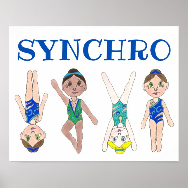 Synchronschwimmermädchen Synchro Schwimmsport Poster (Vorne)