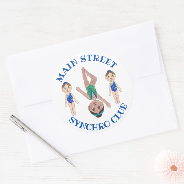 Synchronschwimmermädchen Synchro Schwimmsport Runder Aufkleber (Umschlag)