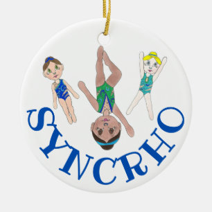 Synchronschwimmteam Synchro Schwimmermädchen Keramik Ornament