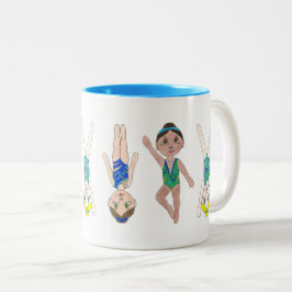 Synchronschwimmteam Synchro Schwimmermädchen Zweifarbige Tasse