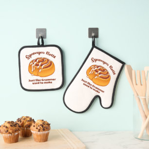 Synonym-Brötchen rollen genau wie Grammer früher m Ofenhandschuh & Topflappen-Set