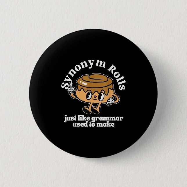 Synonym Rolls Grammar Pun Vintag Style Button (Vorderseite)