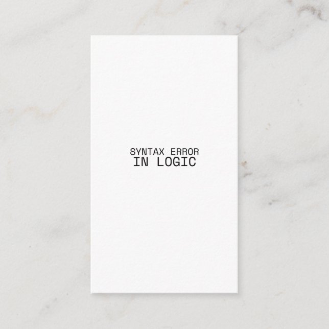 Syntaxfehler in der Logik Industrial Minimalist  Begleitkarte (Vorderseite)