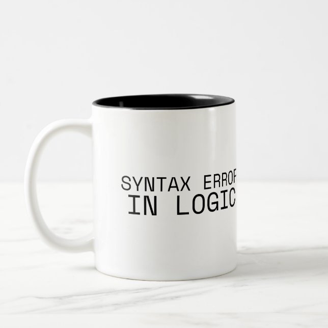 Syntaxfehler in der Logik Minimalist Zweifarbige Tasse (Links)