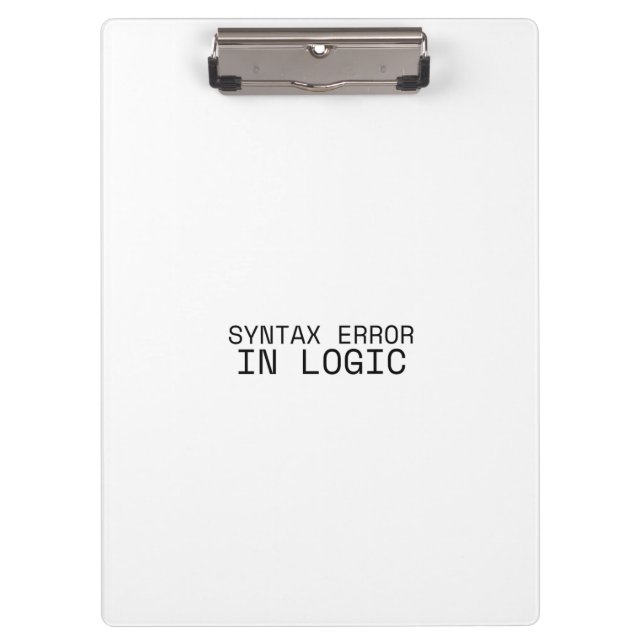 Syntaxfehler in der Logik Minimalistische Schreibm Klemmbrett (Vorderseite)