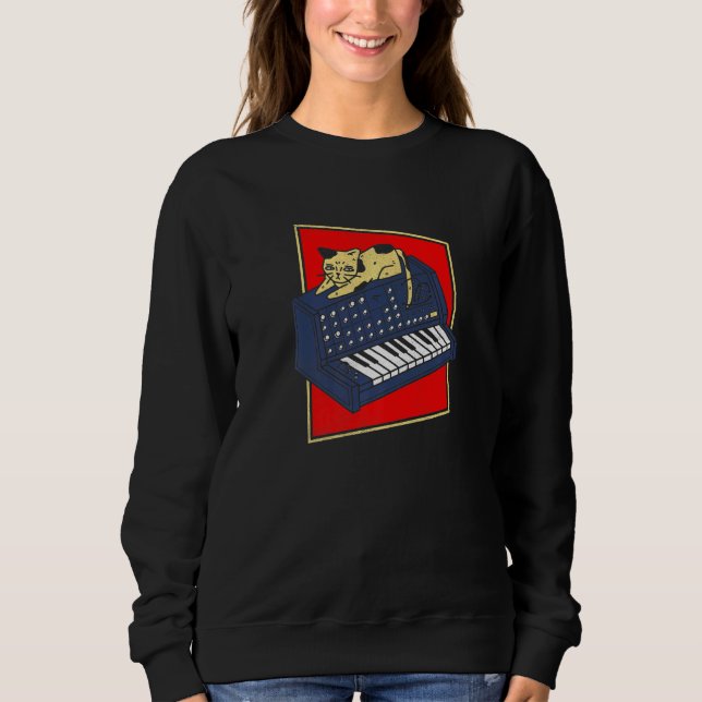 Synthesizer Cat Analog Synth Producer Modular Nerd Sweatshirt (Vorderseite)