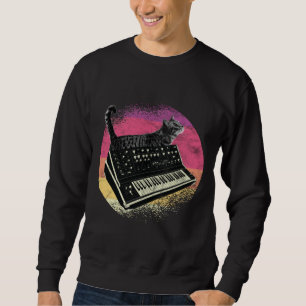 Synthesizer Cat Synth Vintage Tastatur Sweatshirt