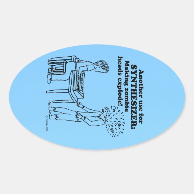 Synthesizer Zombie Explode Oval Sticker (Vorderseite)