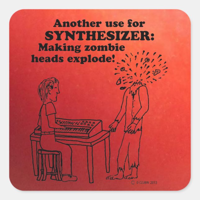 Synthesizer Zombie Explode Square Sticker (Vorderseite)
