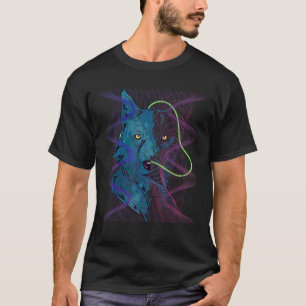 Synthwave 80er Art Predator Wolf Retro Animal Vapo T-Shirt