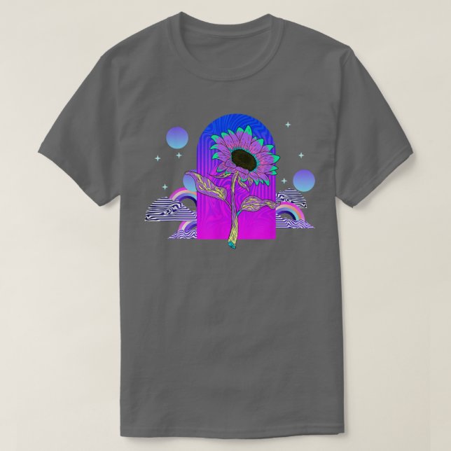 Synthwave 80er Blume Blossom 90er Vaporwave Sunflo T-Shirt (Design vorne)