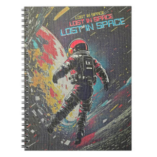 Synthwave-Astronaut Verloren im Weltraum-Journal Notizblock
