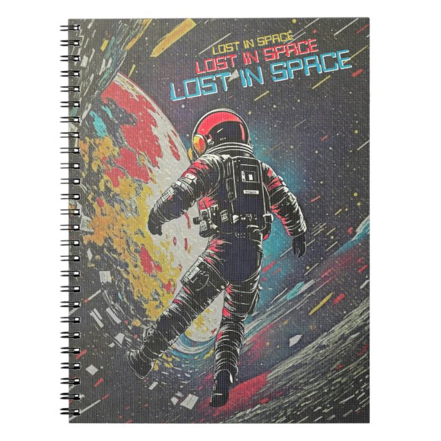 Synthwave-Astronaut Verloren im Weltraum-Journal Notizblock (Vorderseite)