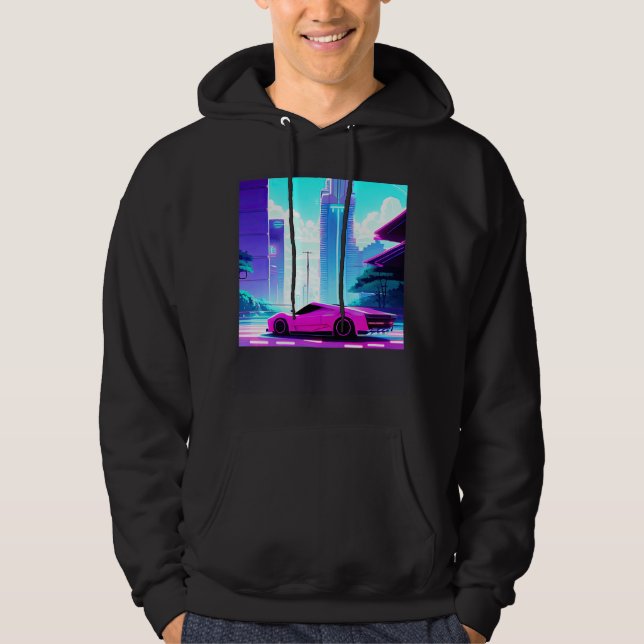 Synthwave-Auto-Outrun-Retrowave-Futuresynth-Sci-Fi Hoodie (Vorderseite)