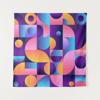 Synthwave Bauhaus Neon Plakat #1, dunkelrosa Wandteppich