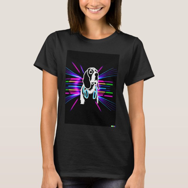Synthwave Beagle with headphones T-Shirt (Vorderseite)