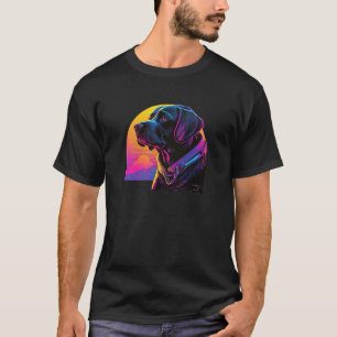 Synthwave Black Labrador Ästhetik T-Shirt