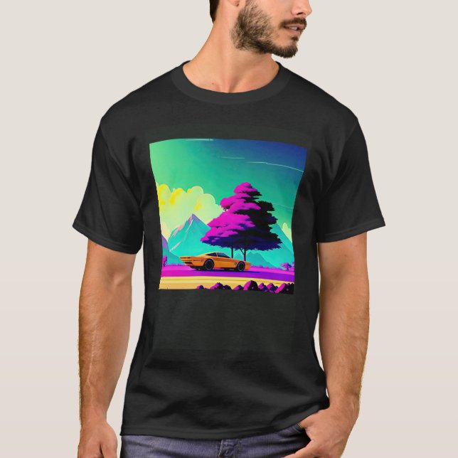 Synthwave Car outrun retrowave futuresynth scfi T-Shirt (Vorderseite)