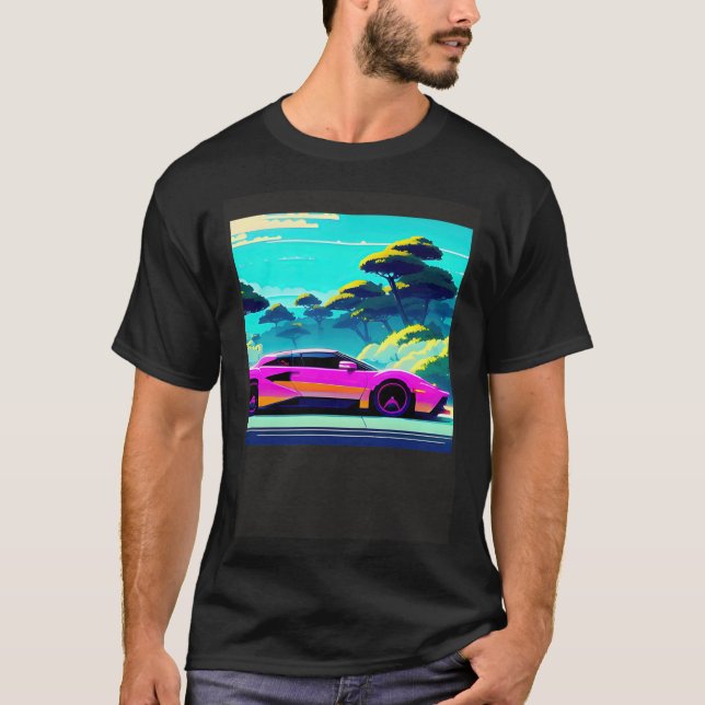 Synthwave Car outrun retrowave futuresynth scfi T-Shirt (Vorderseite)
