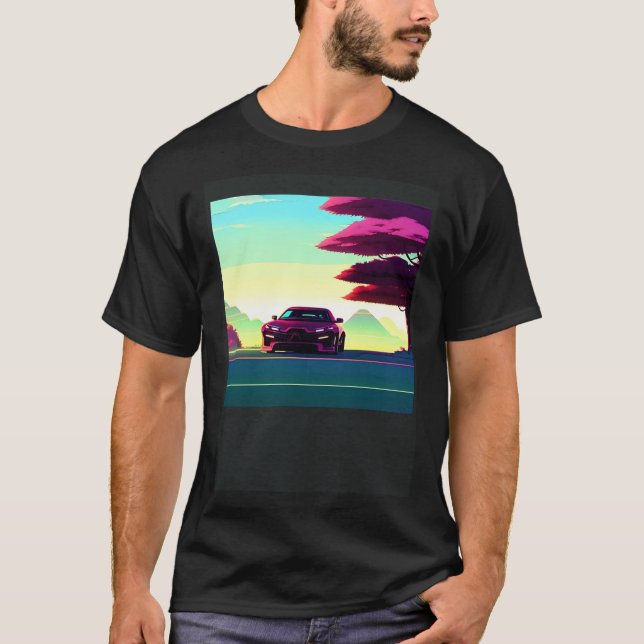 Synthwave Car outrun retrowave futuresynth scfi T-Shirt (Vorderseite)