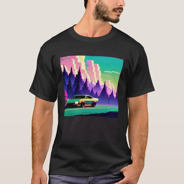 Synthwave Car outrun retrowave futuresynth scfi T-Shirt (Vorderseite)