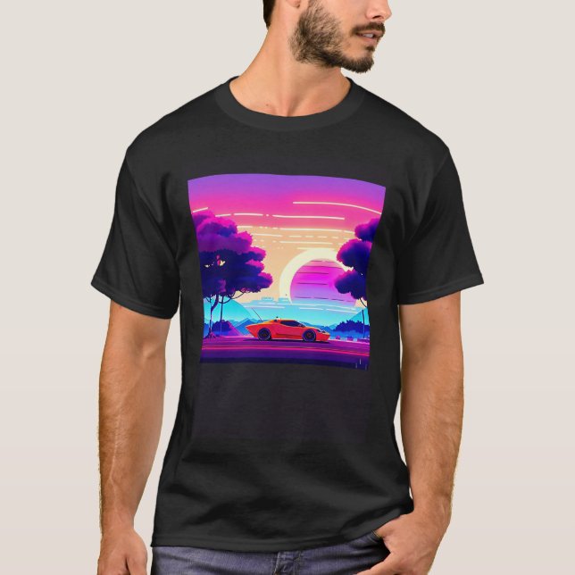 Synthwave Car outrun retrowave futuresynth scfi T-Shirt (Vorderseite)