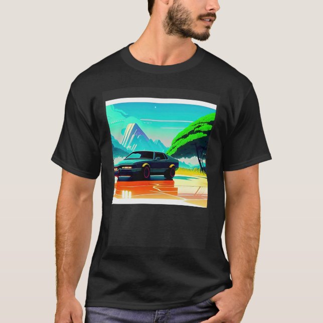 Synthwave Car outrun retrowave futuresynth scfi T-Shirt (Vorderseite)