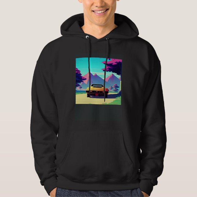 Synthwave car outrun retrowave futuresynth sci fi  hoodie (Vorderseite)
