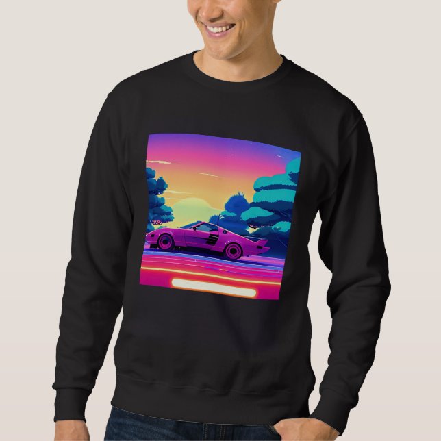 Synthwave car outrun retrowave futuresynth sci fi  sweatshirt (Vorderseite)