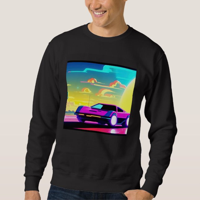 Synthwave car outrun retrowave futuresynth sci fi  sweatshirt (Vorderseite)