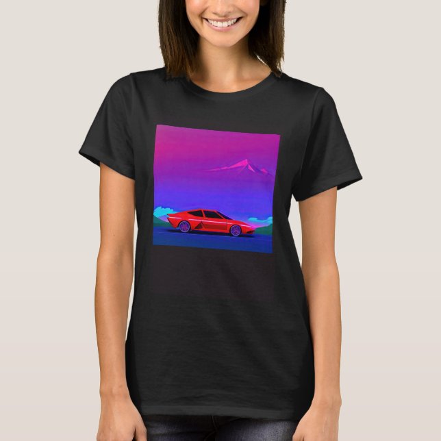 Synthwave car outrun retrowave futuresynth sci fi  T-Shirt (Vorderseite)