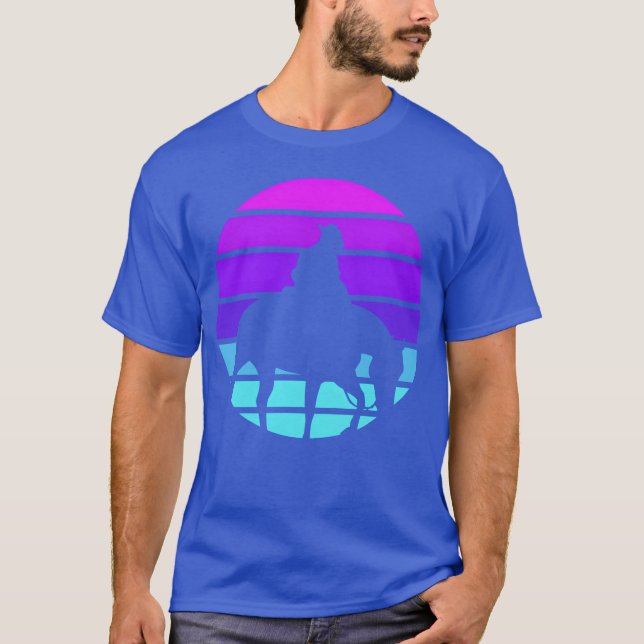 Synthwave Cowboy Horse Wrangler Gift Girl T-Shirt (Vorderseite)