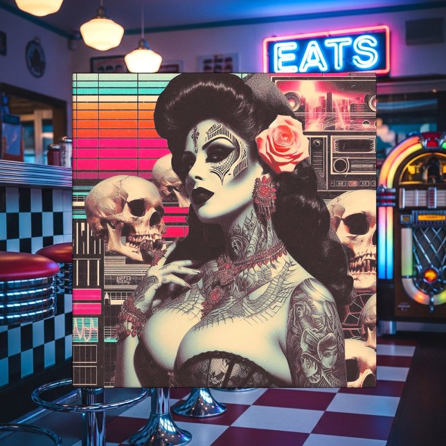 Synthwave Creepy Pin-up Fliese (Von Creator hochgeladen)