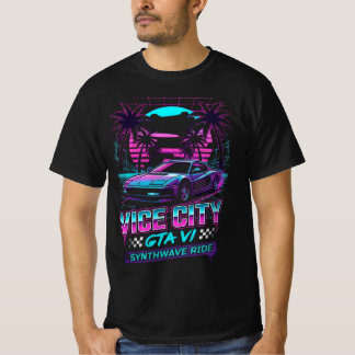 Synthwave-Fahrt 80er Retro-Neon-Autografik-T-Shirt T-Shirt